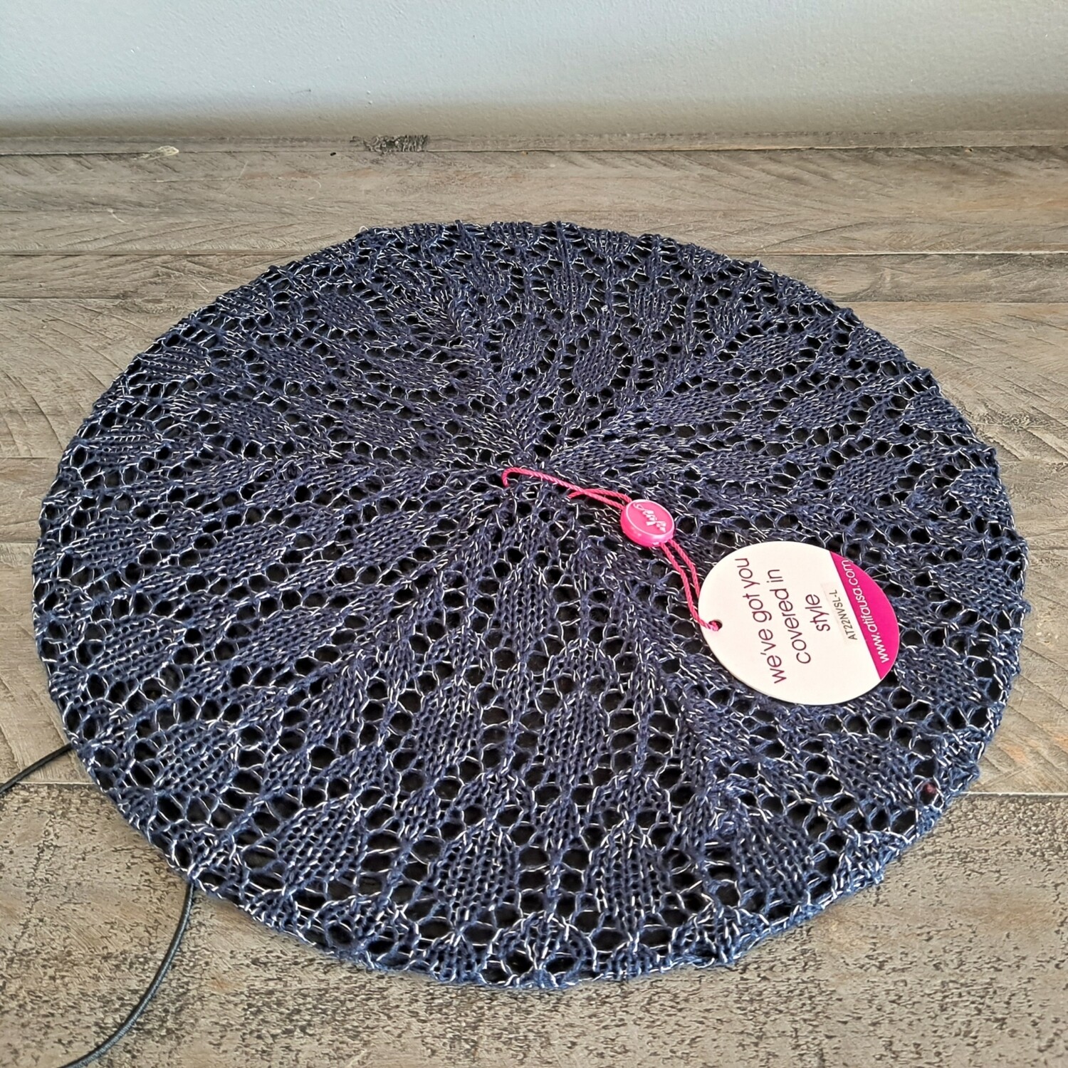 Navy/silver Lined Beret Snood