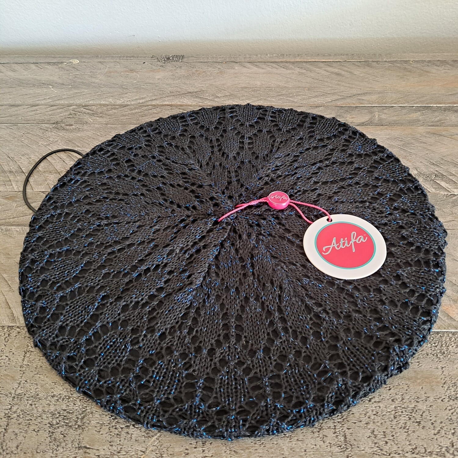 Black/blue sparkle Lined Beret Snood
