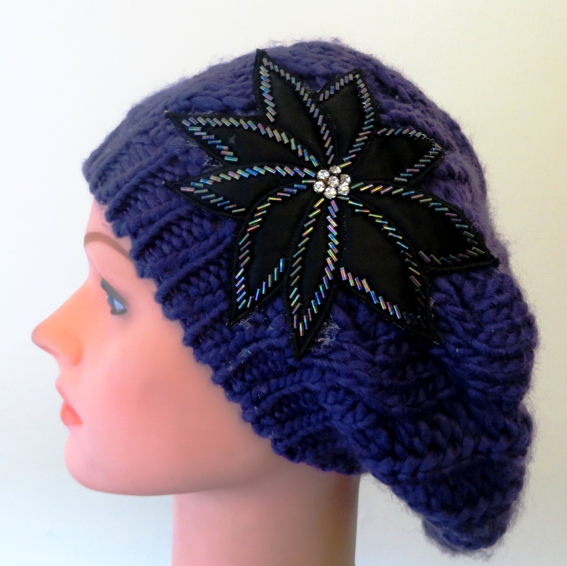 Chic beret purple beanie