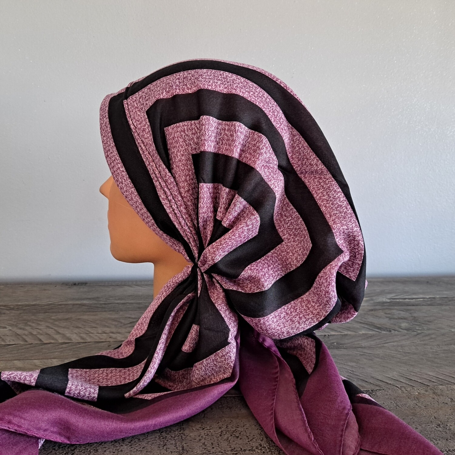 Grape pretied Turkish Tichel w/band sewn in