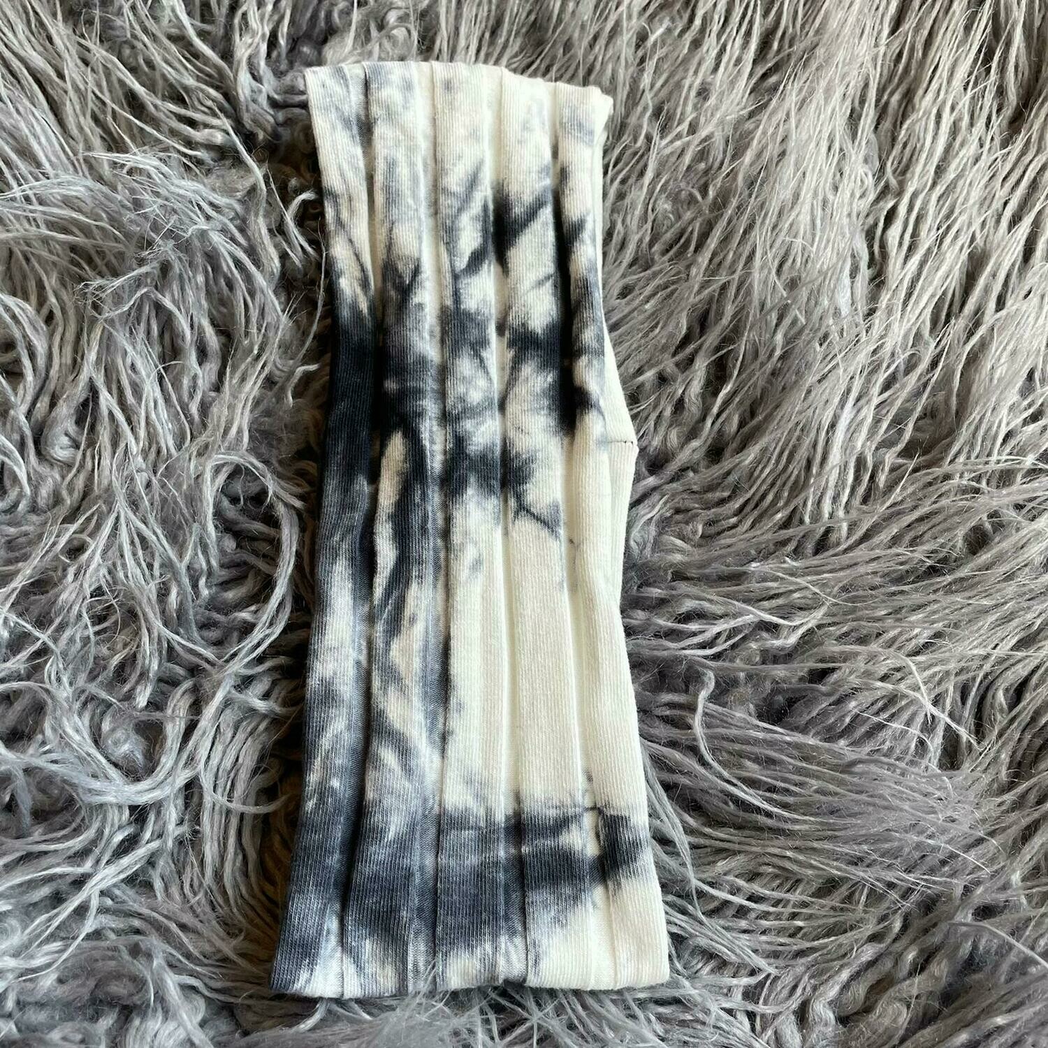 Black/gray/white tie dyed headband