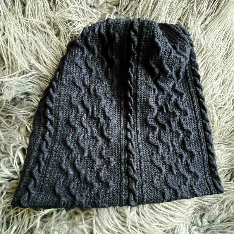 Navy cable knit beanie