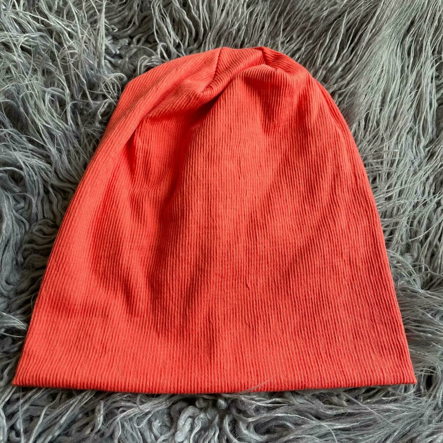 Coral fine ribbed beanie