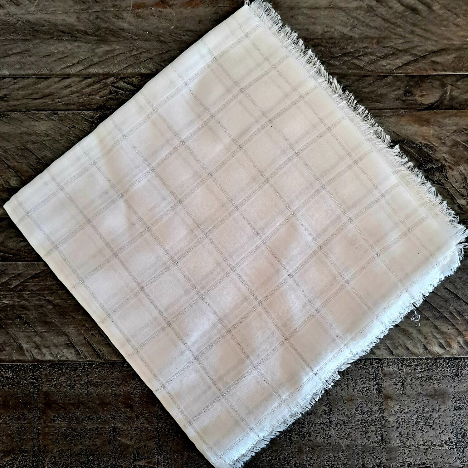 White - squares soft fringes tichel