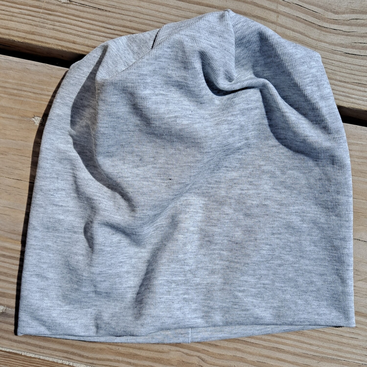 Light gray sweatshirt material beanie