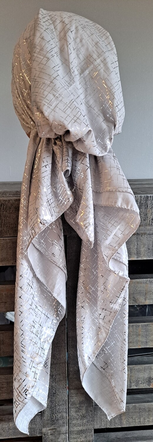 Light gray - silver lines patterned pretied tichel