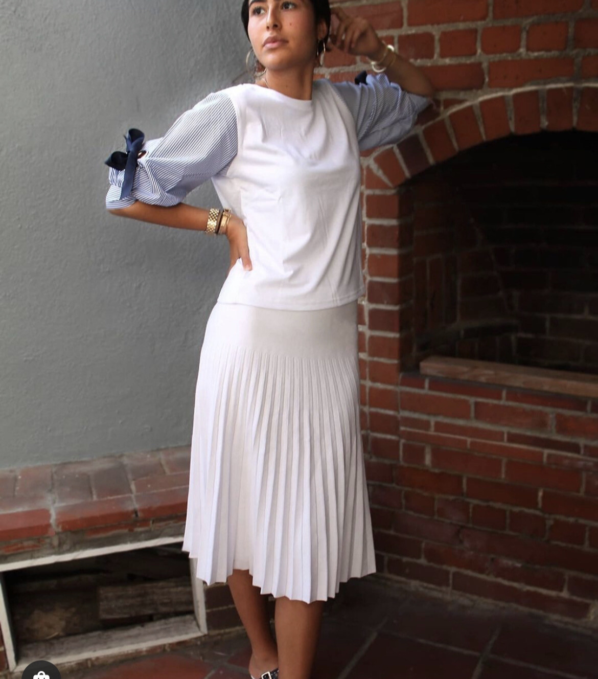 MM pleated skirts - white