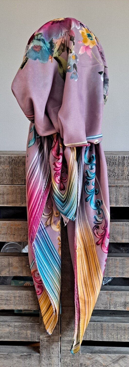 Lilac pre-tied tichel w/band sewn in