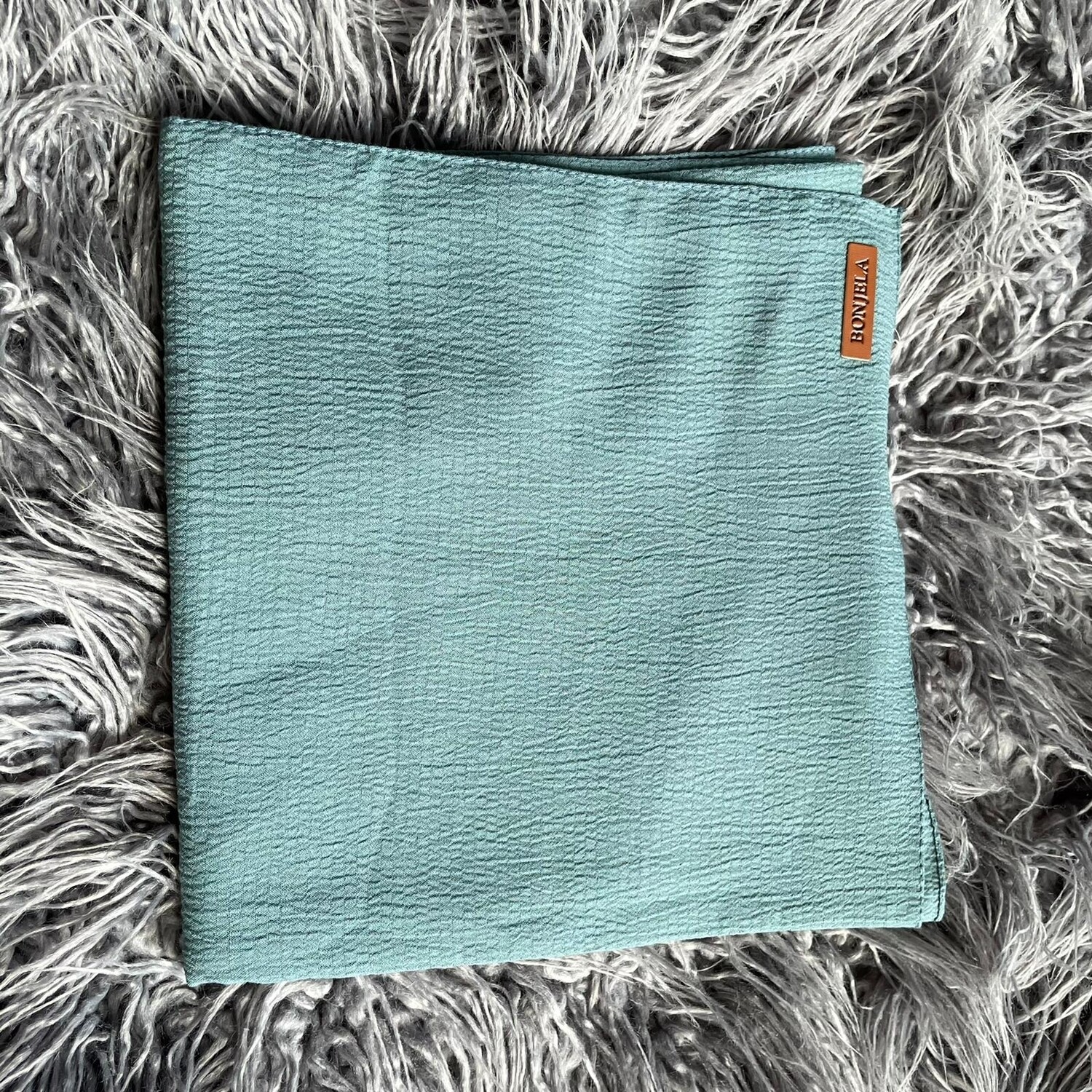 Dull teal textured solid tichel