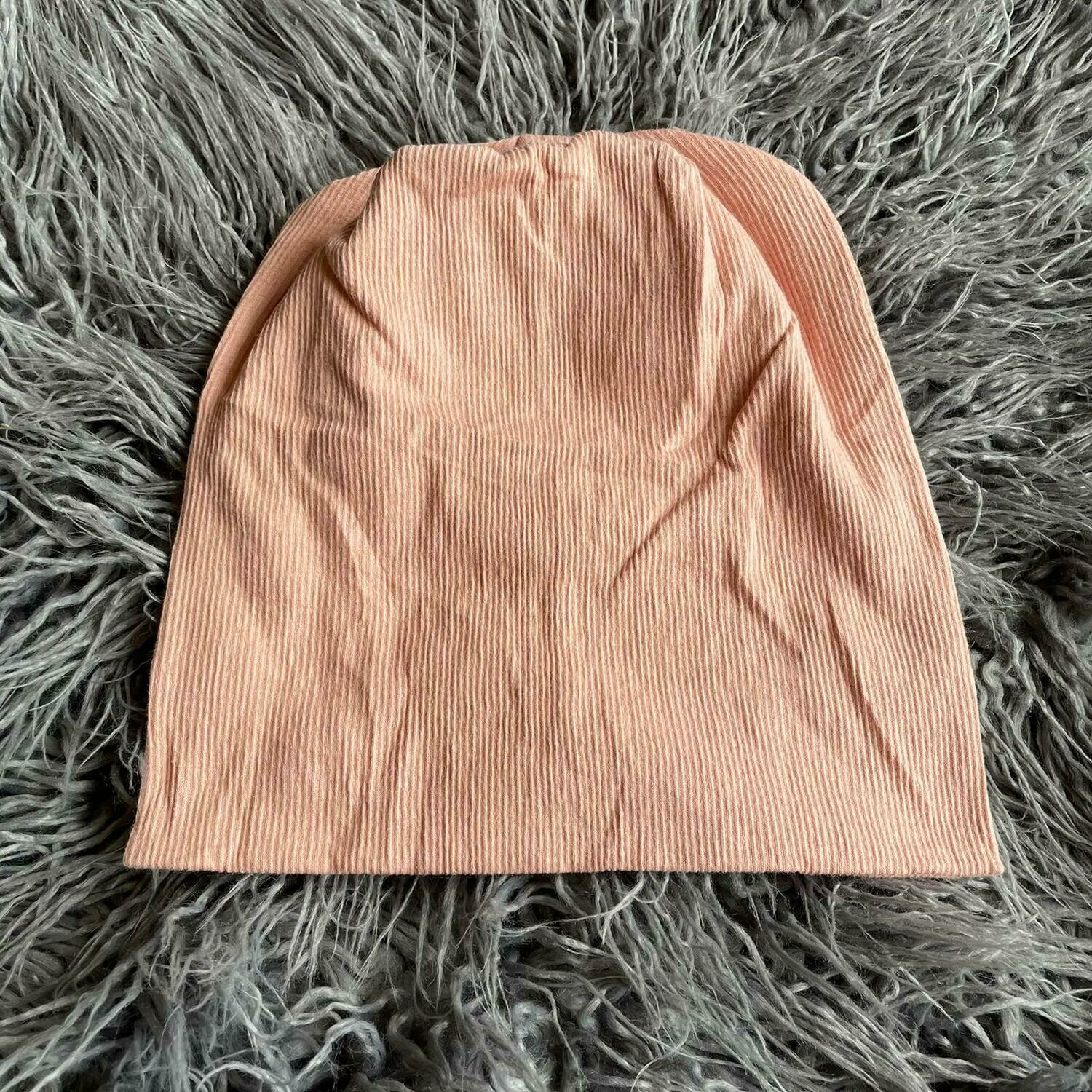 Blush crinkle cotton beanie