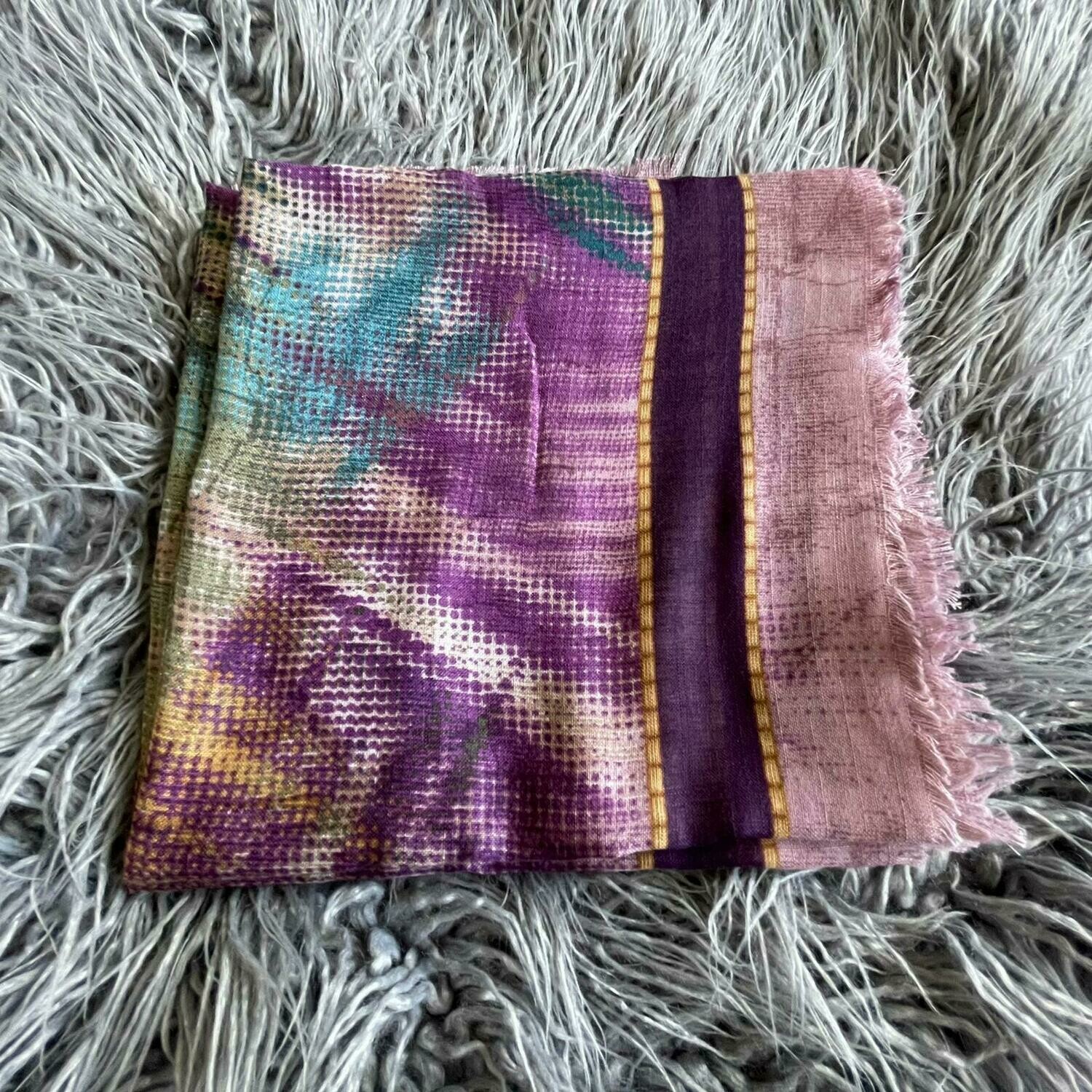 Lavender - colorful patterned soft fringed tichel