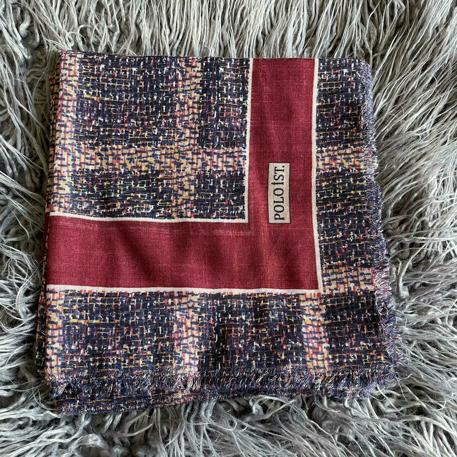 Maroon/navy - colorful patterned soft fringed tichel