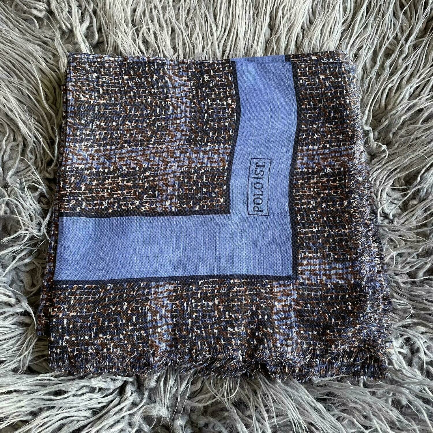 Denim/navy - colorful patterned soft fringed tichel