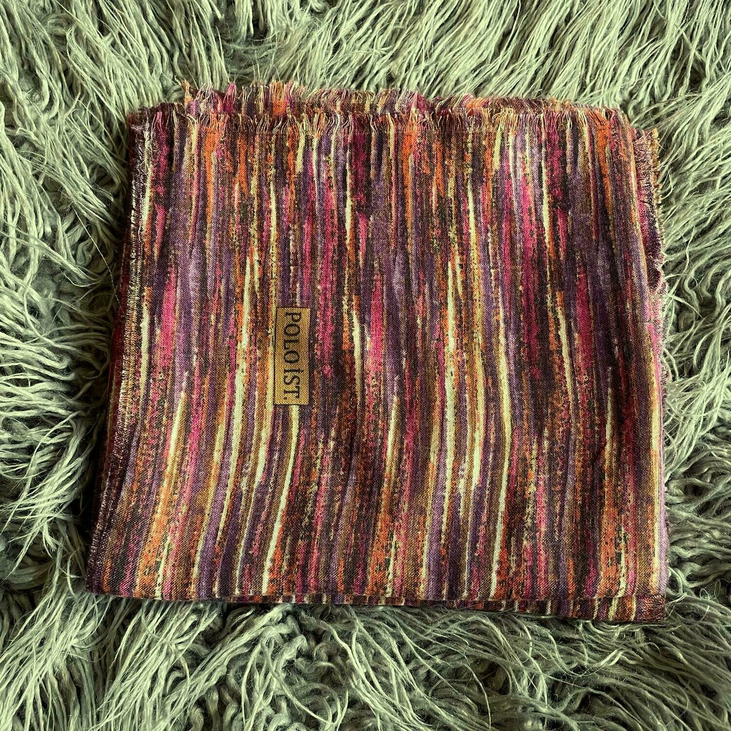 Purple/orange and more - colorful patterned soft fringed tichel