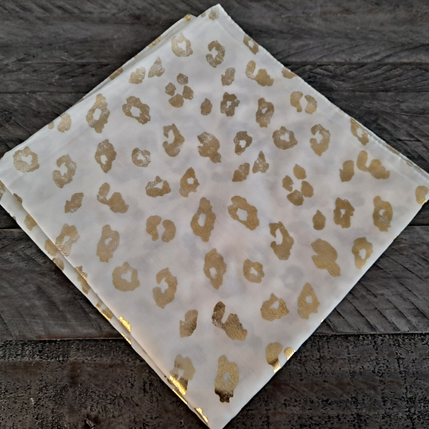 Cream - gold metallic leopard spotted tichel
