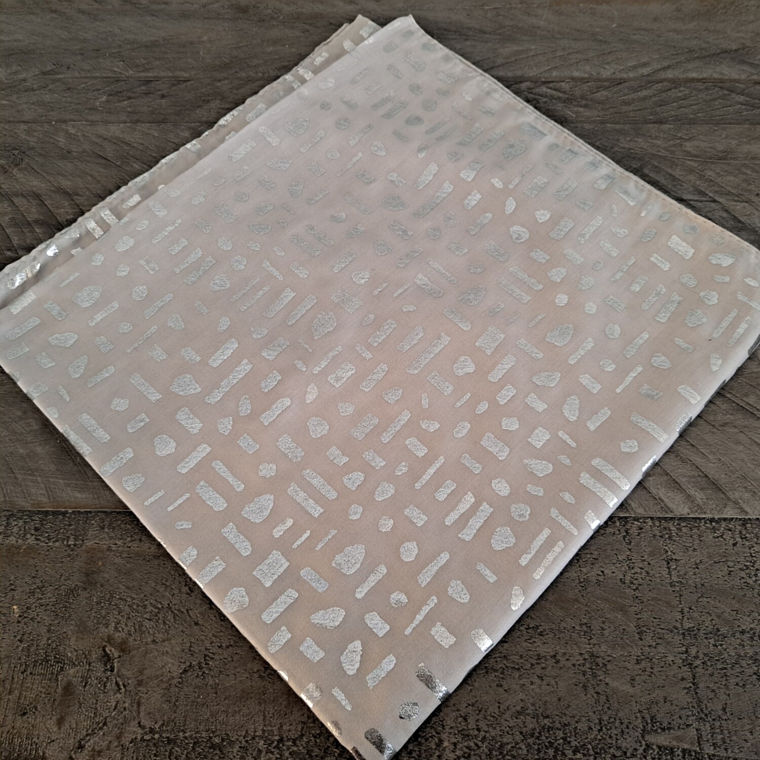 Silvery gray/ silver metallic shapes patterned tichel