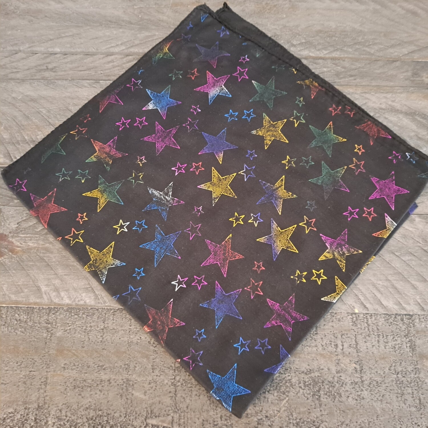 Black/colorful metallic -  stars patterned tichel