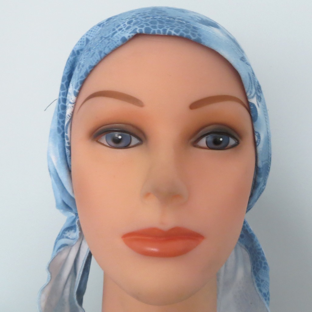 Pre tied tichel light denim