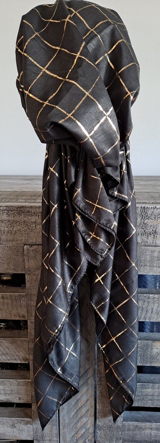 Black/gold metallic square pretied tichel