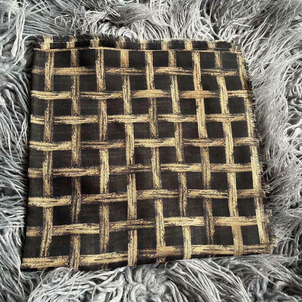 Black/tan crisscross  - Turkish head scarve w/soft fringes