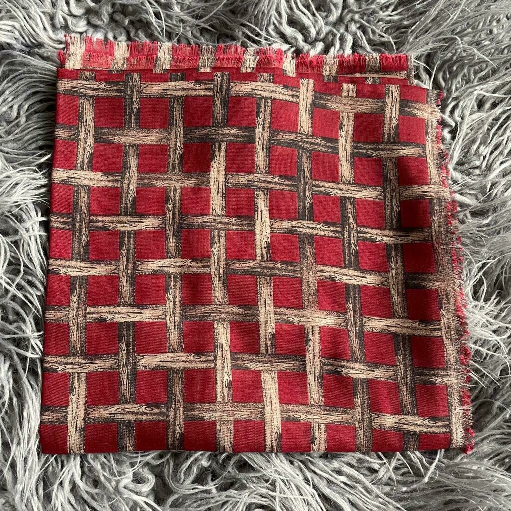 Maroon crisscross  - Turkish head scarve w/soft fringes