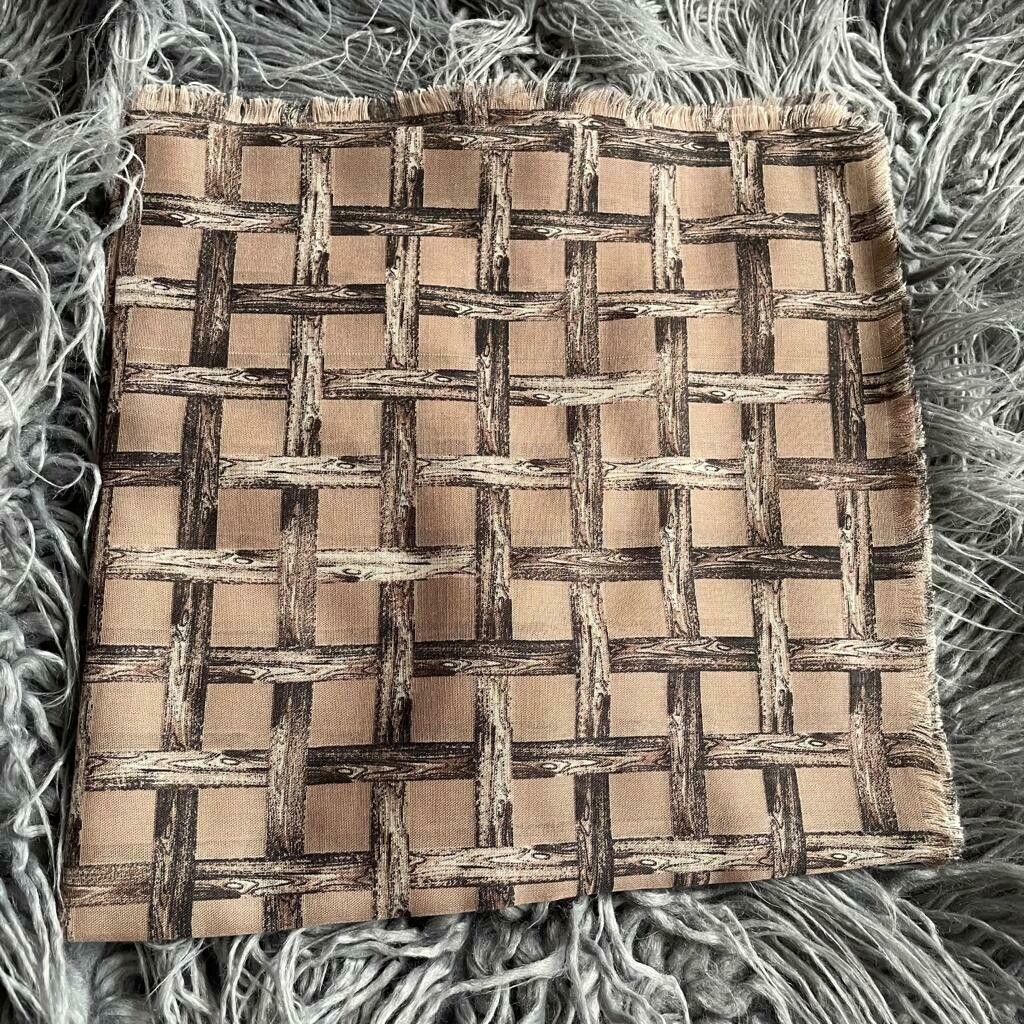 Brown crisscross  - Turkish head scarve w/soft fringes
