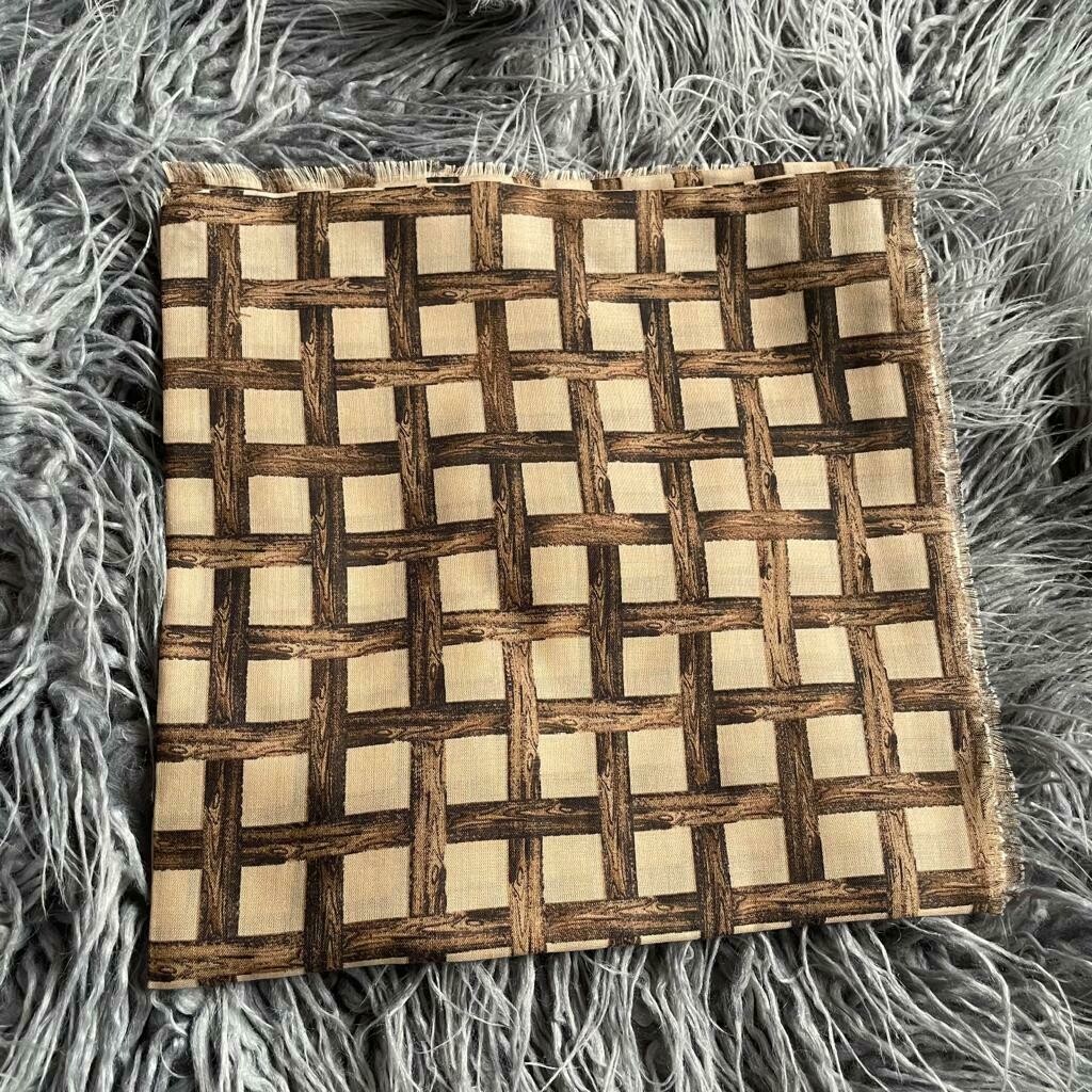 Beige crisscross  - Turkish head scarve w/soft fringes