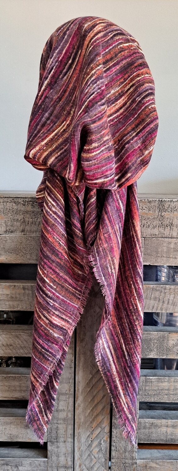 Colorful/striped patterned - soft fringes pretied tichel