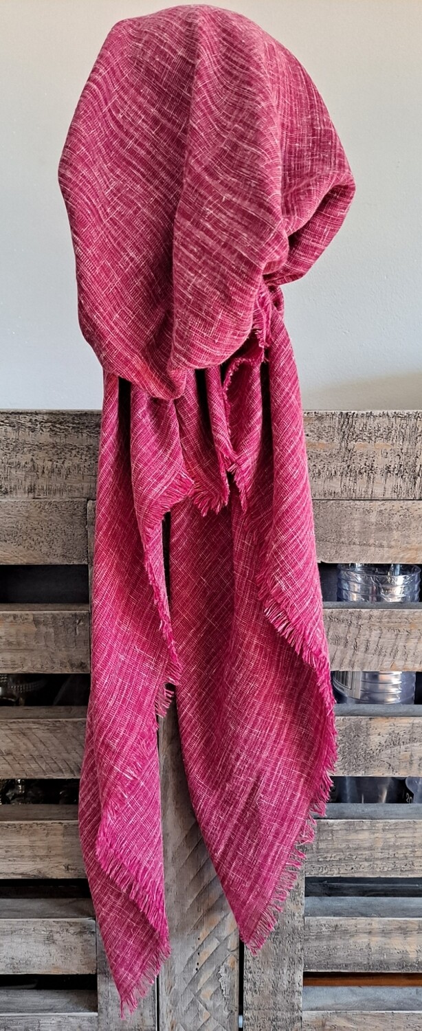 Burgundy heathered look soft fringes pretied tichel