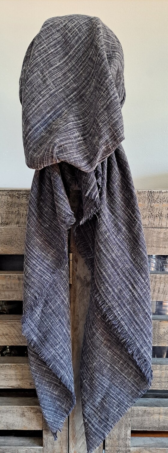 Blackish gray heathered look soft fringes pretied tichel