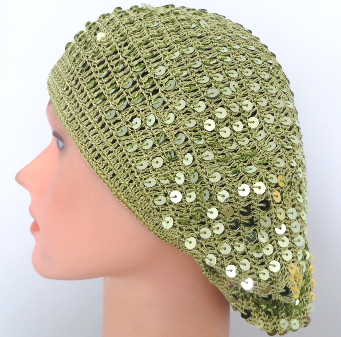 Sequin snood avocado green