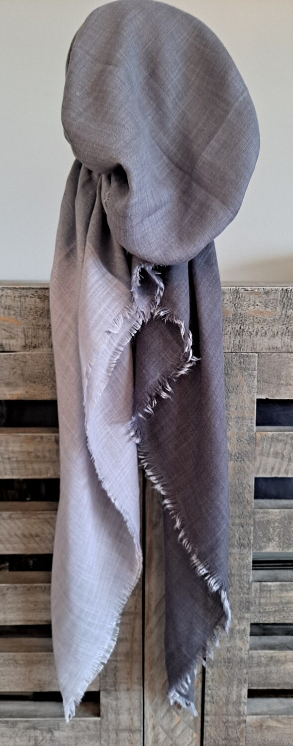 Gray shaded - soft fringes pretied tichel