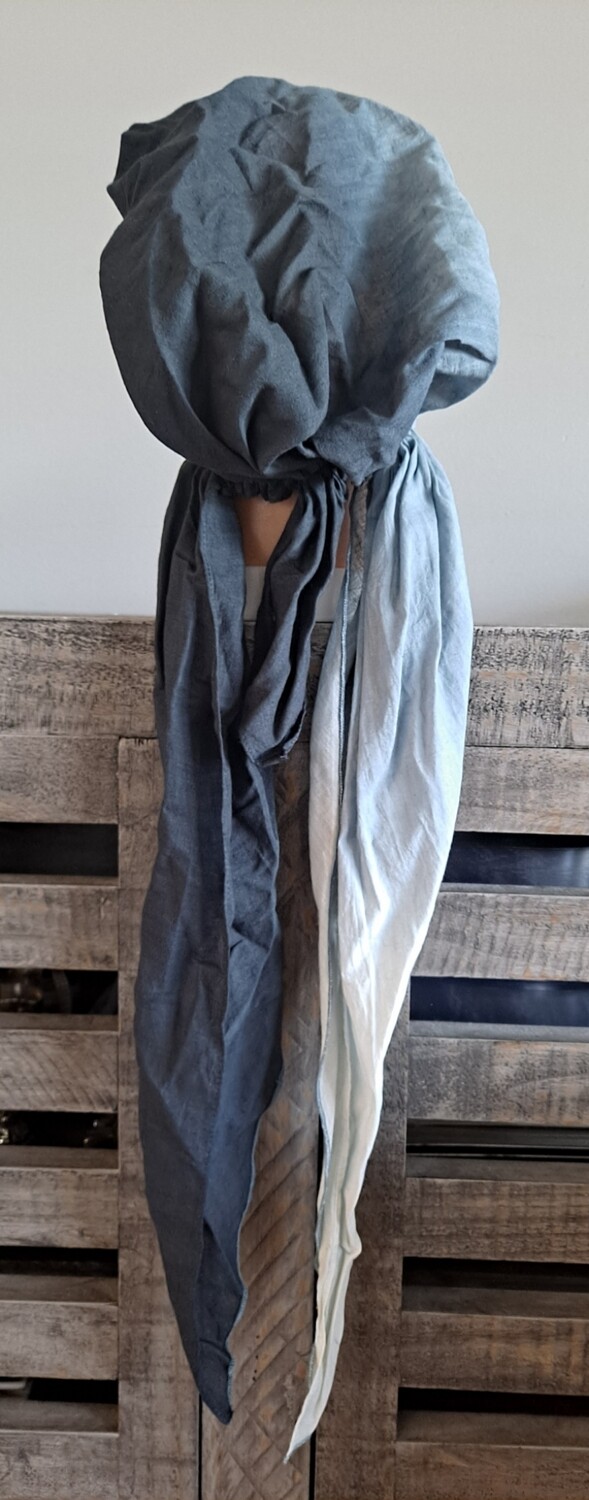 Black/gray ombre' cotton pretied tichel