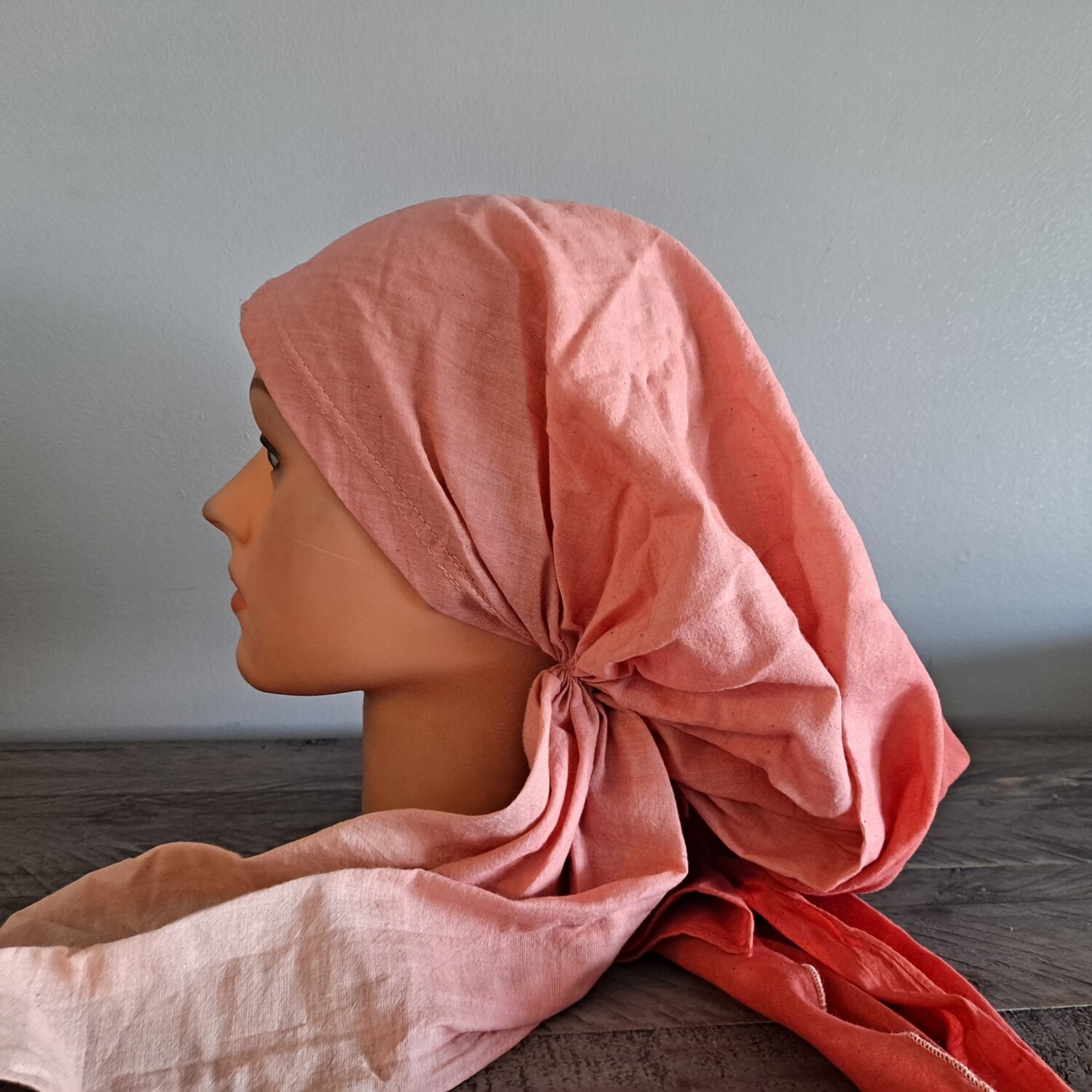 Cream/peaches ombre&#39; cotton pretied tichel