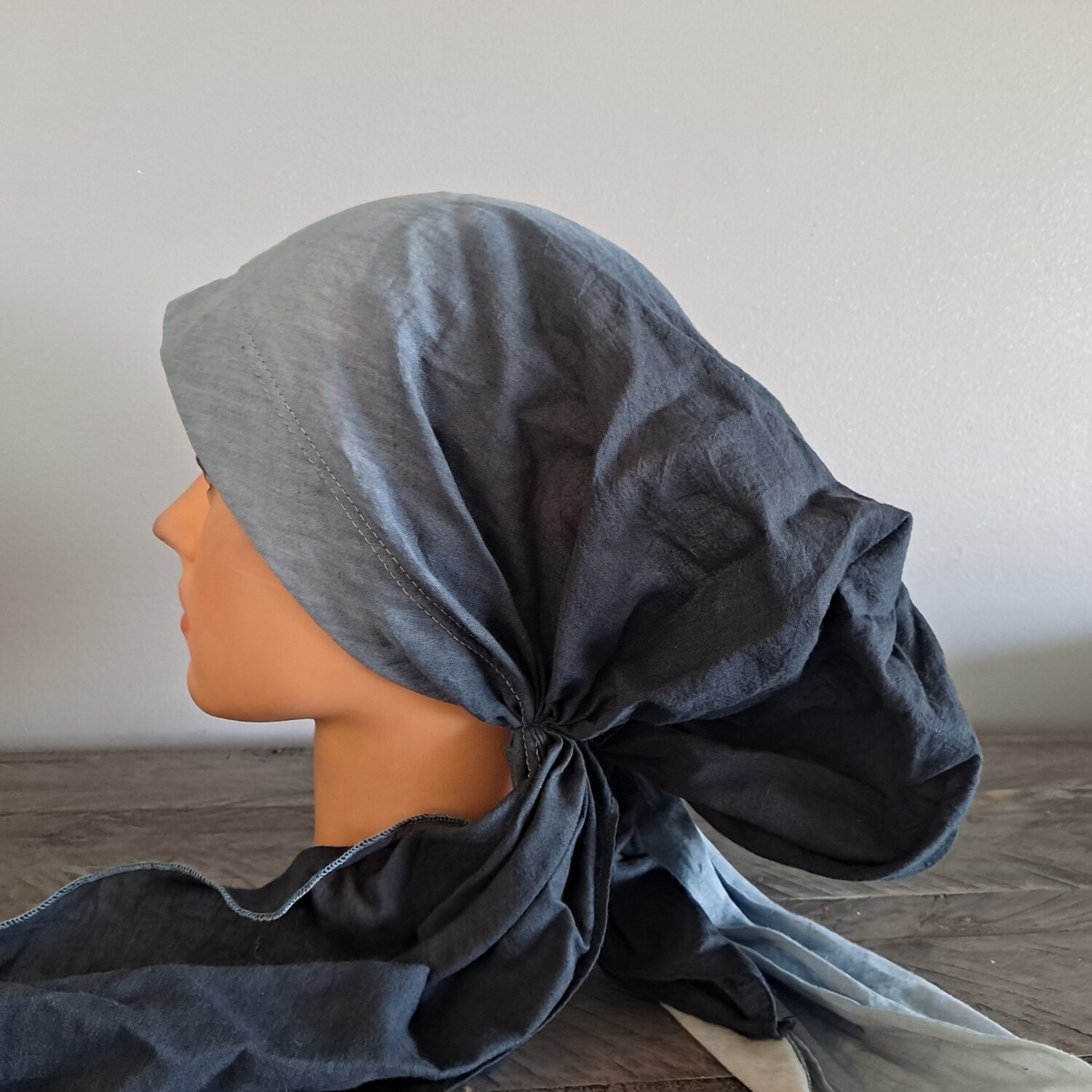 Black/gray ombre&#39; cotton pretied tichel