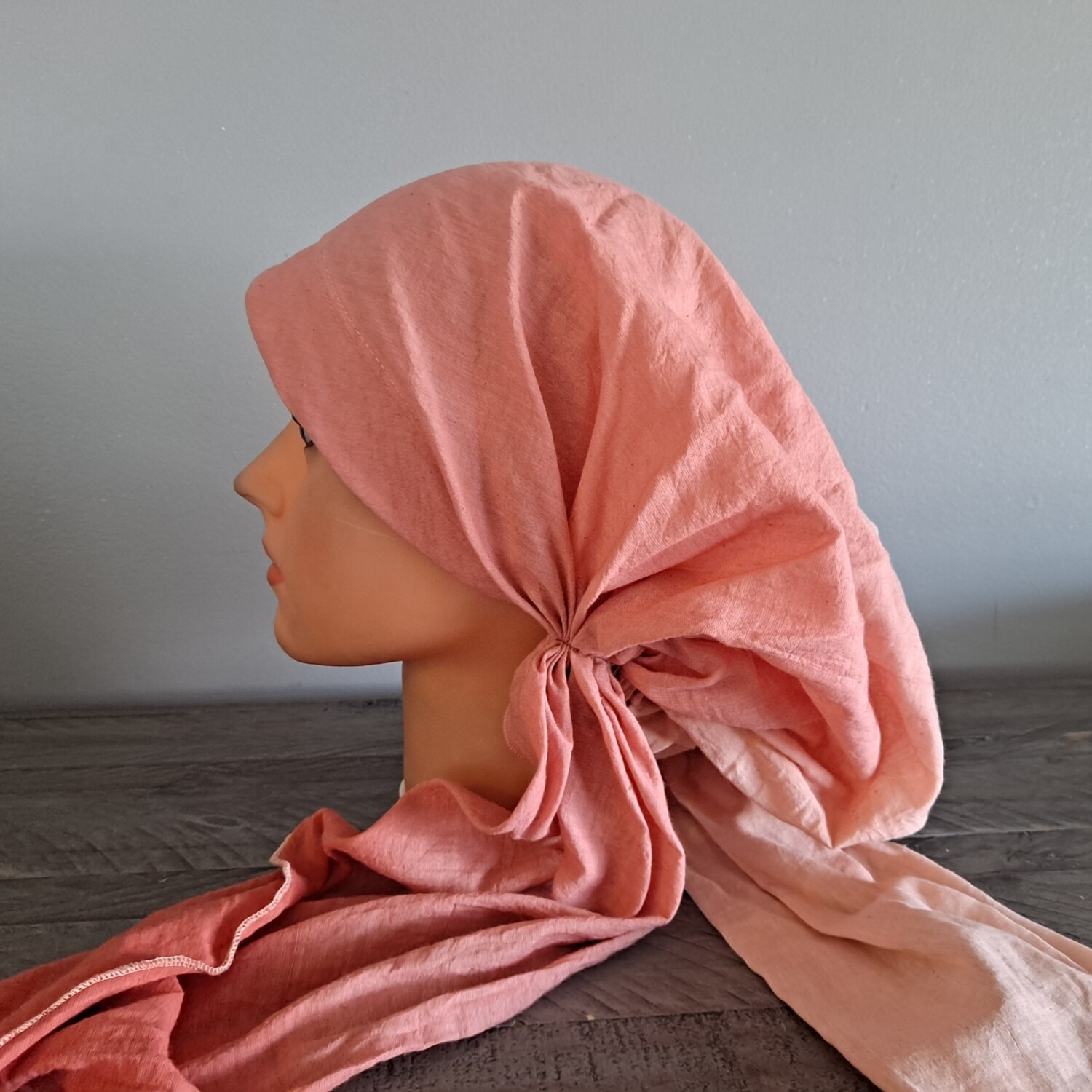 Peaches/cream ombre&#39; cotton pretied tichel w/band sewn in