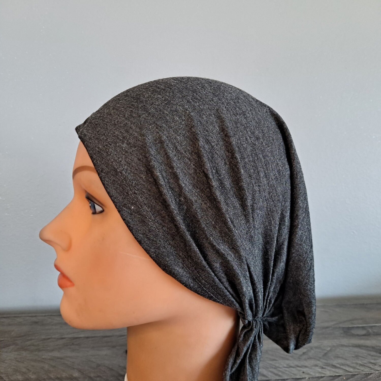 Charcoal cotton pre tied tichel - paper thin material