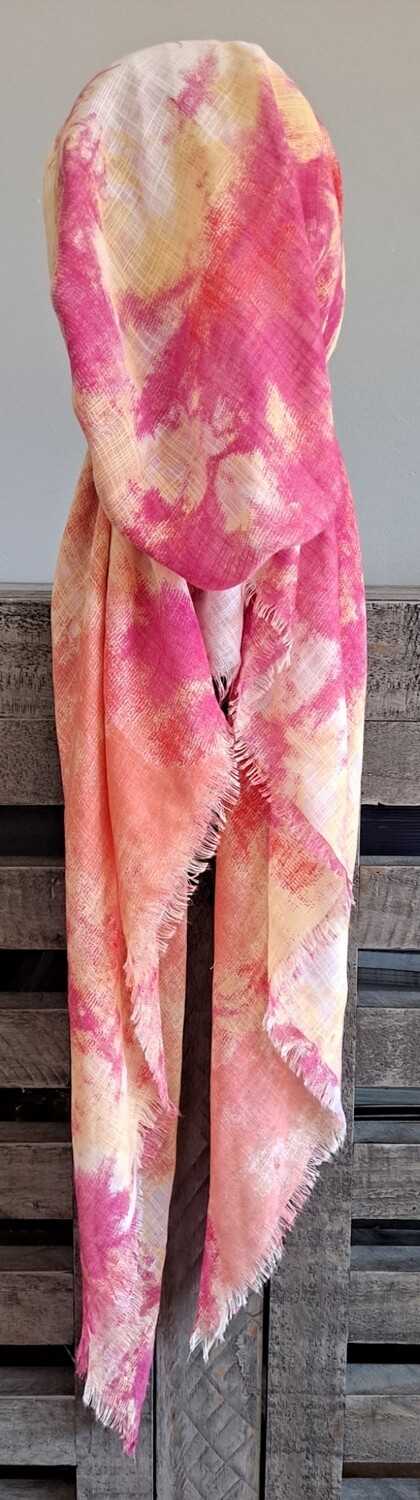 Sorbet tie dyed - soft fringes pretied tichel
