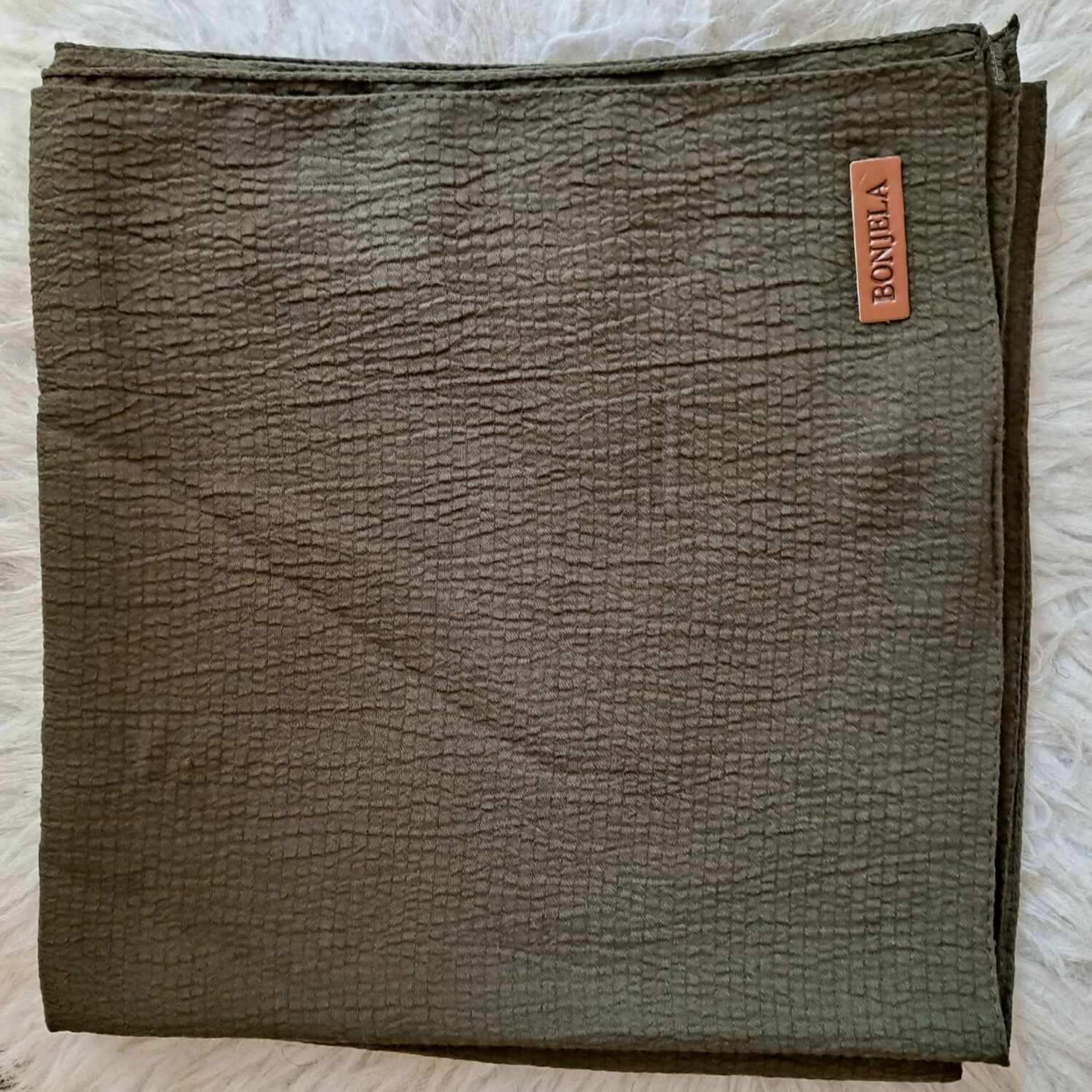 Army green textured solid tichel