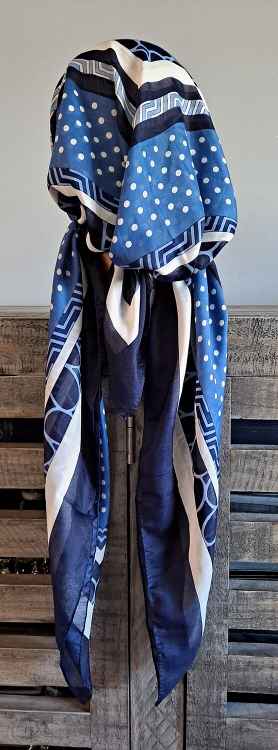 Navy pretied Turkish Tichel w/band sewn in