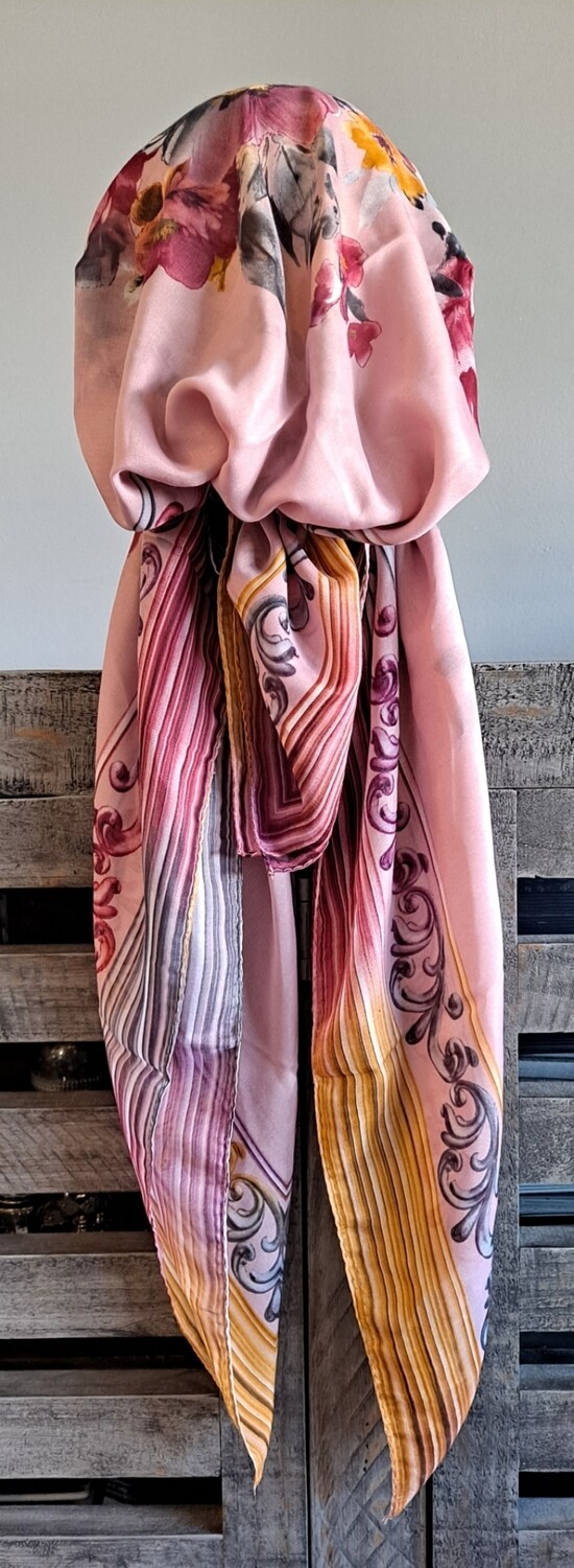 Beautiful pink pretied Turkish Tichel w/band sewn in