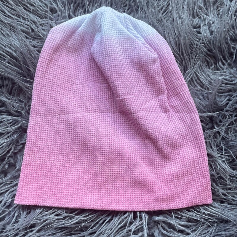Pink ombre' waffle cotton beanie