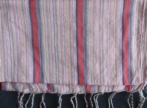 Red and pink stripes pattern rectangle tichel