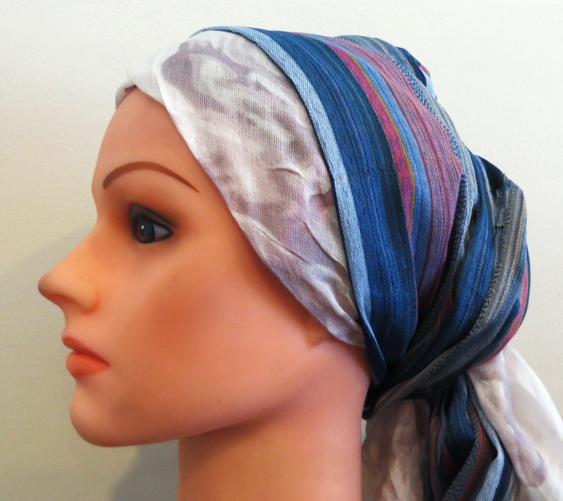 Beige stripes pattern rectangle tichel