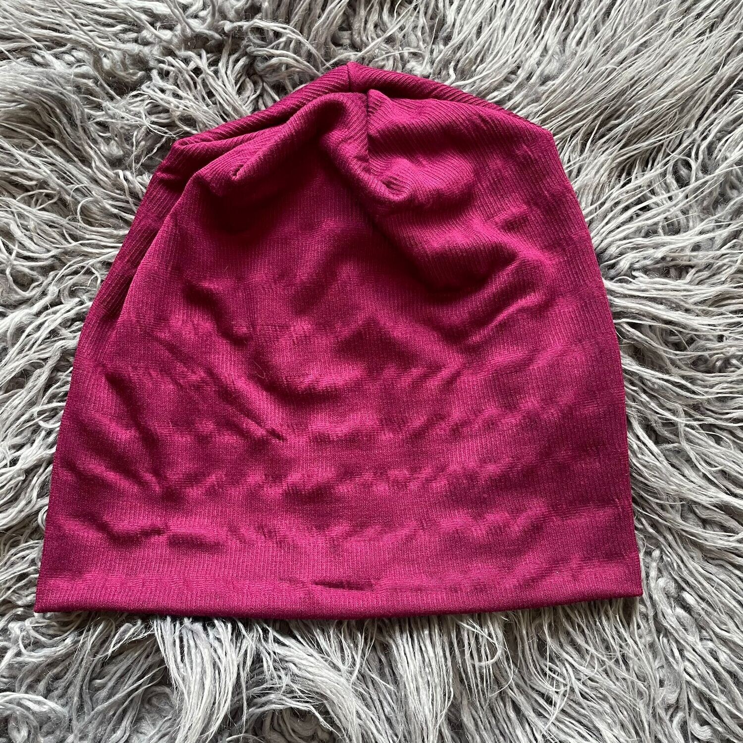 Dark raspberry bubble beanie