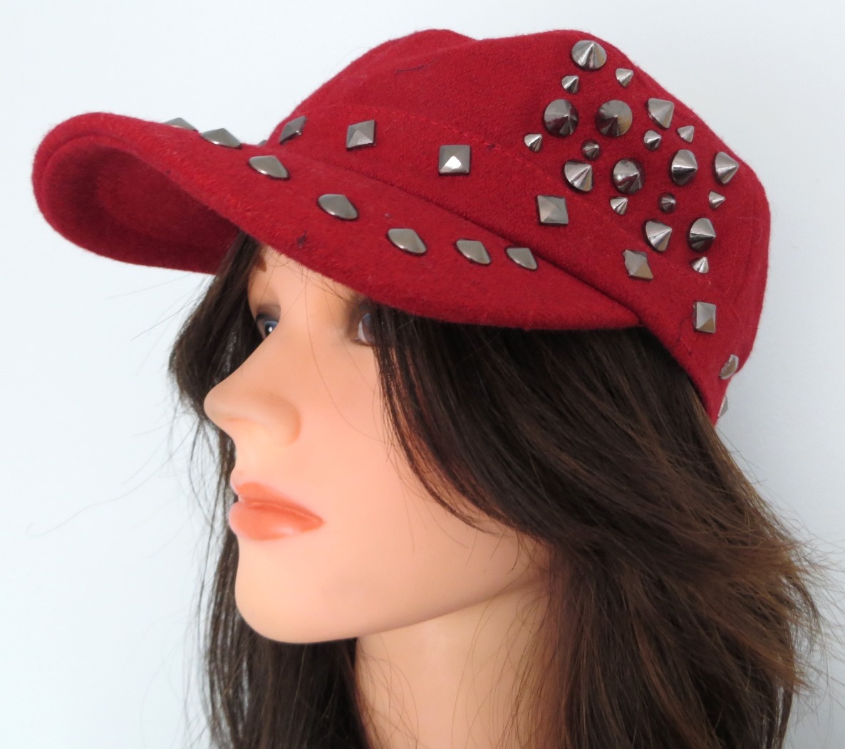 Red spiked cap