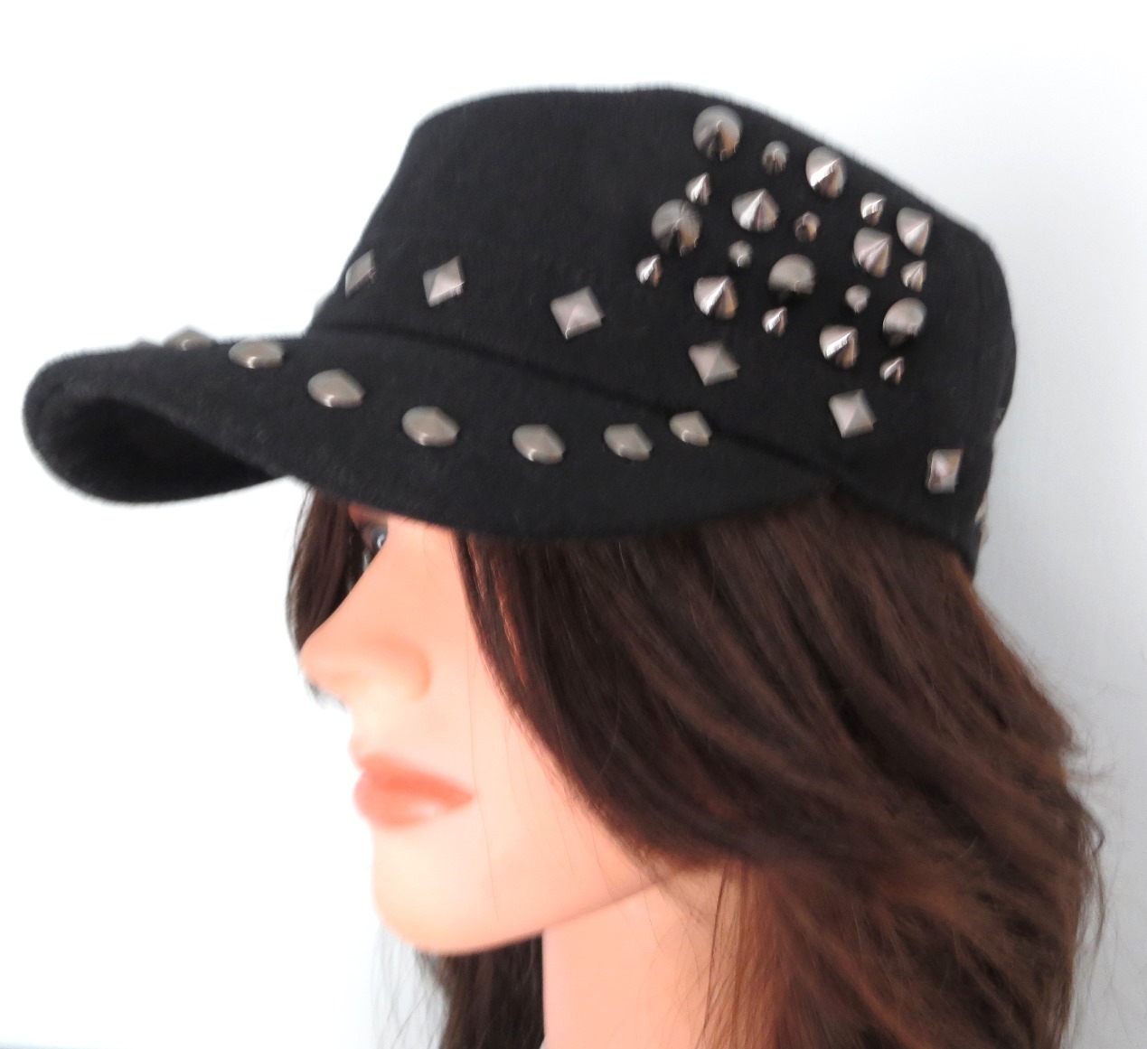 Black spiked cap