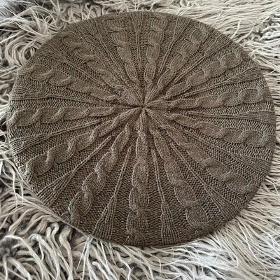 Gray  w/ colorful sparkle cable beret/snood