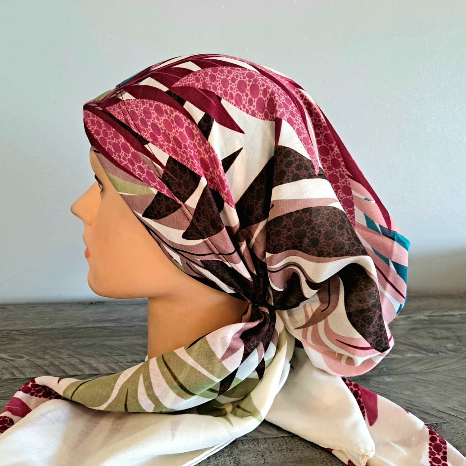 Ivory pretied Turkish Tichel w/band sewn in