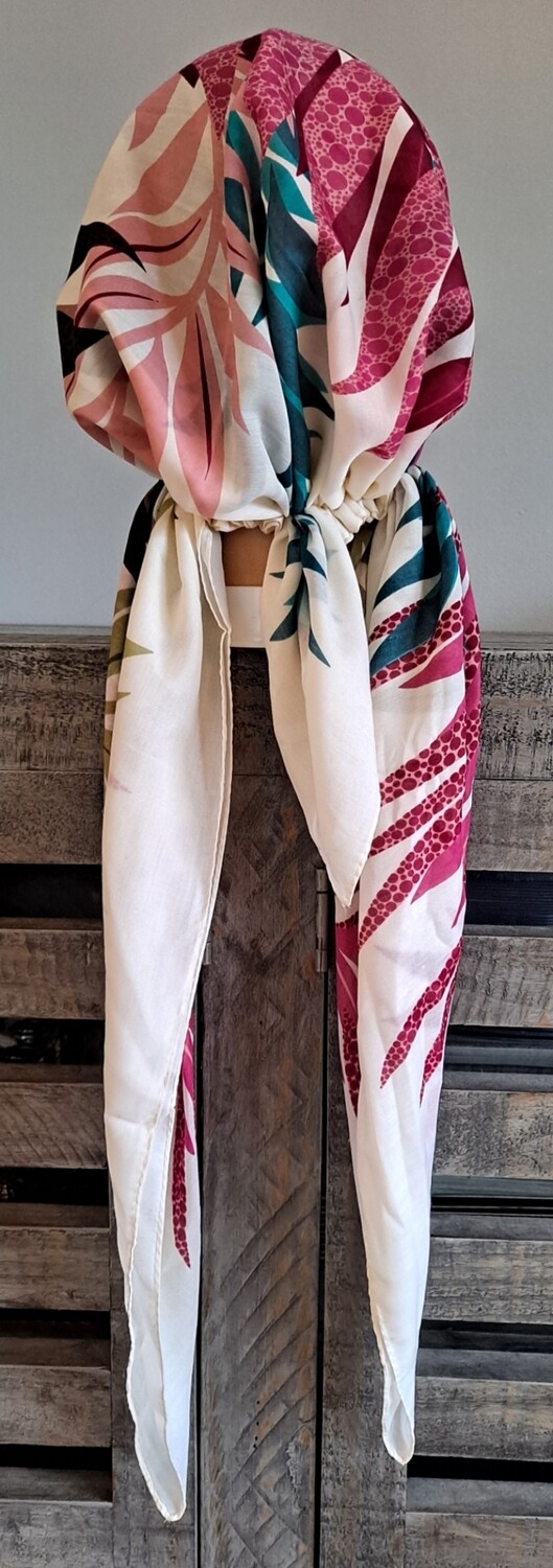 Ivory pretied Turkish Tichel w/band sewn in